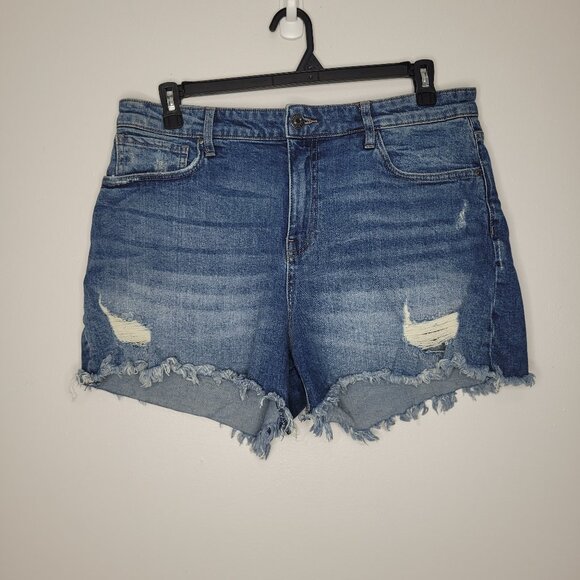 Kut From the Kloth Jane high rise frayed hem long shorts size 14 - Picture 1 of 7